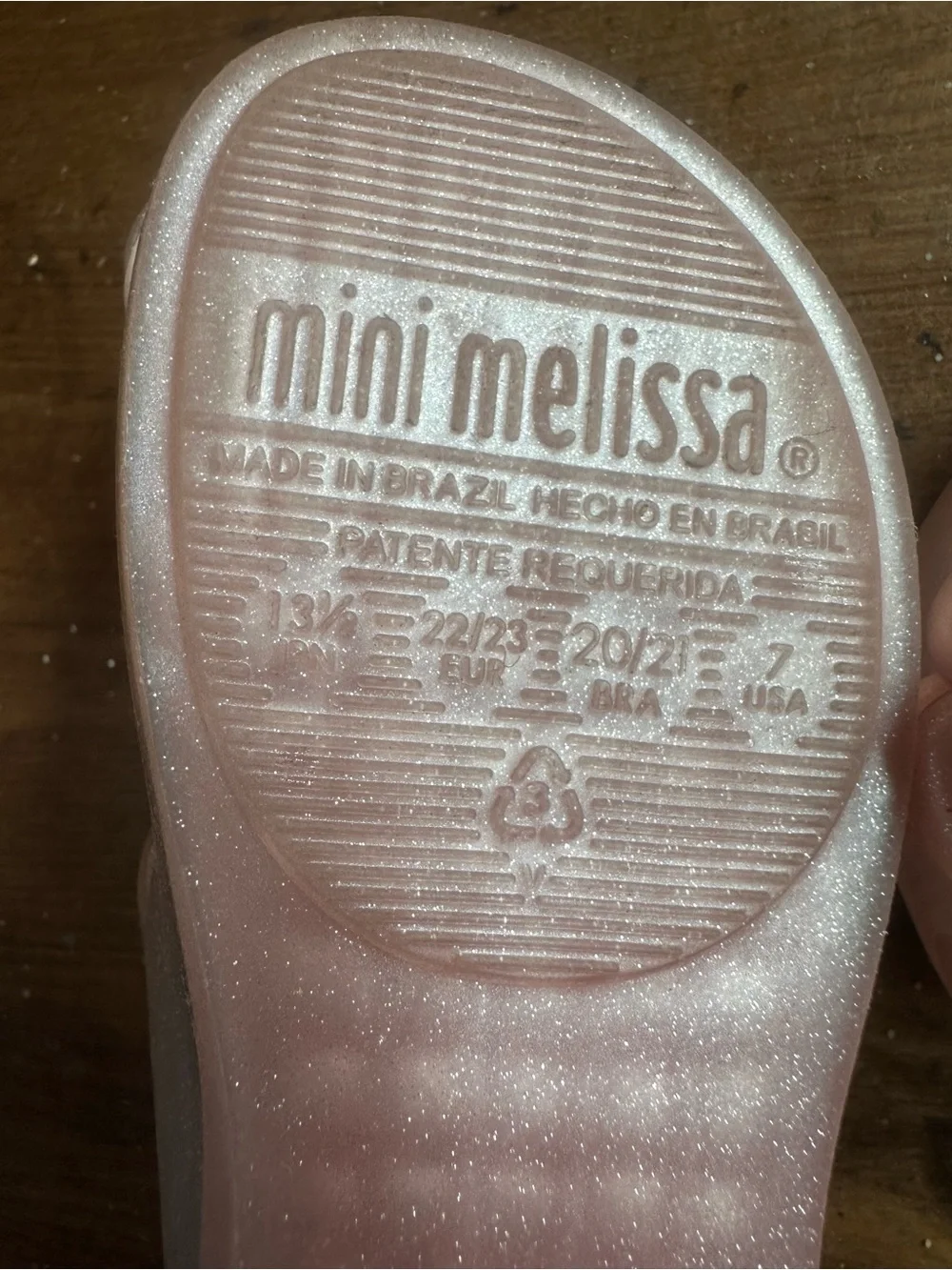 Mini Melissa Pink Glitter Flower Mary Jane Shoes